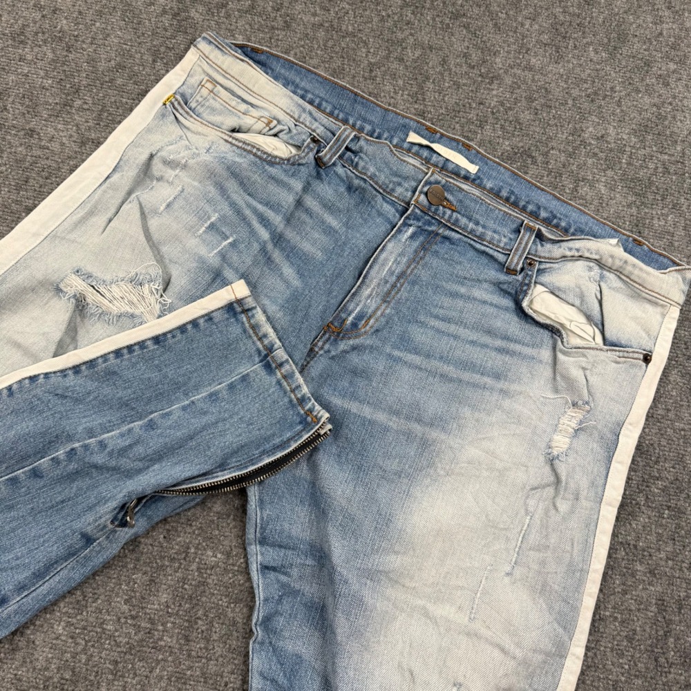 Golden Denim Skinny Jeans 42‎ Blue Distressed Side Stripe Ankle Zip Womens